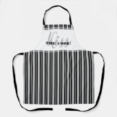 おもしろいキスザ調理師ユーモアモダン白黒グレイ エプロン (正面)