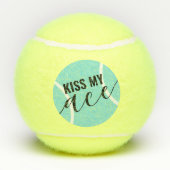 おもしろいキスマイエースティール（緑がかった色）ブルー テニスボール (裏面)