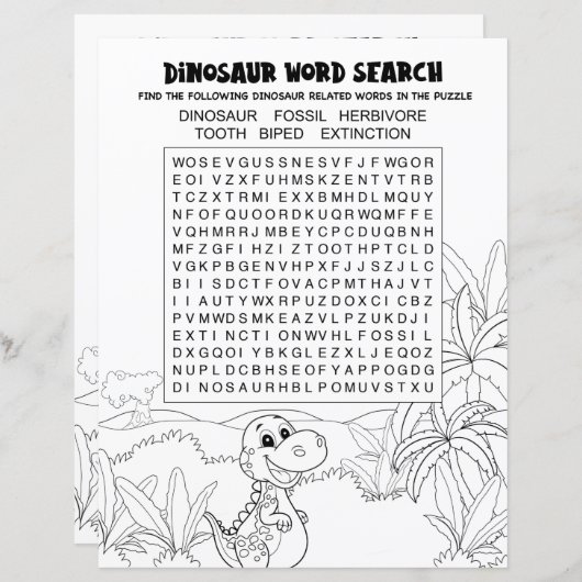 おもしろいキッズアクティビティ恐竜パズル単語検索 (正面/裏面)
