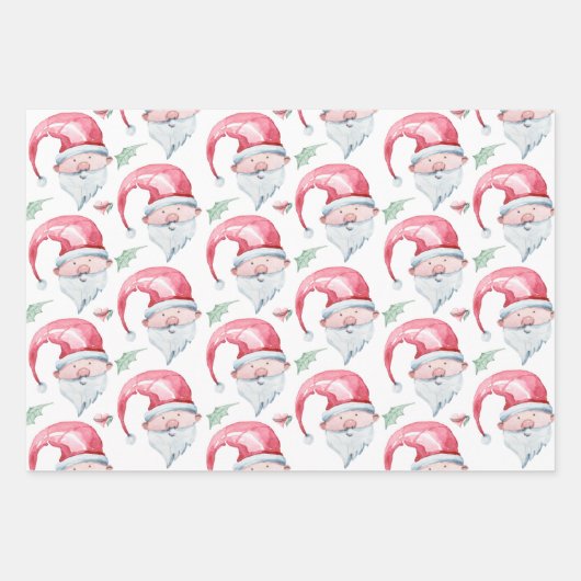 おもしろいキッズウォーターカラークリスマスホリデー ラッピングペーパーシート (正面3)