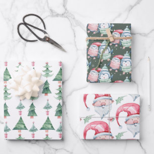 おもしろいキッズウォーターカラークリスマスホリデー ラッピングペーパーシート