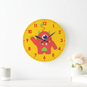 おもしろいキッズエイリアンオレンジと黄色の壁時計 ラージ壁時計 (ホーム)