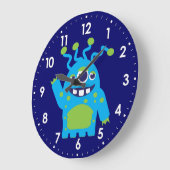 おもしろいキッズエイリアンブルー、白い緑の壁時計 ラージ壁時計 (傾斜)