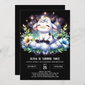 おもしろいキッズカウー誕生日 招待状 (正面/裏面)