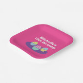 おもしろいキッズカップケーキ誕生日パーティーカスタムピンク ペーパープレート (傾斜あり)