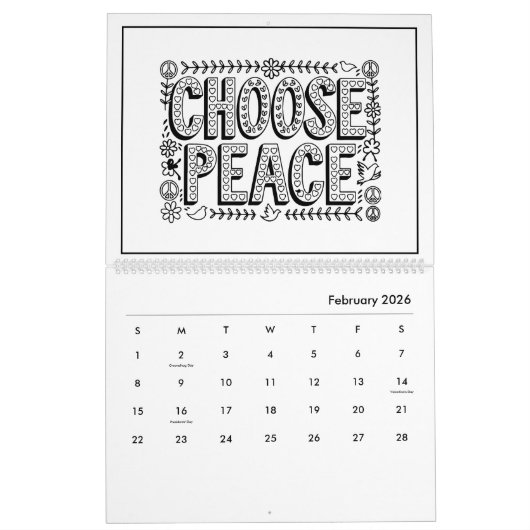 おもしろいキッズカラー感動的カレンダー カレンダー (2月 2026)