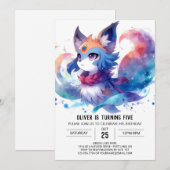 おもしろいキッズキツネ誕生日 招待状 (正面/裏面)