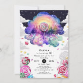 おもしろいキッズキャンディランド誕生日 招待状 (正面)