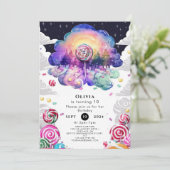 おもしろいキッズキャンディランド誕生日 招待状 (スタンド正面)