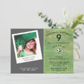 おもしろいキッズサッカー、写真QRコード誕生日パーティー 招待状 (スタンド正面)