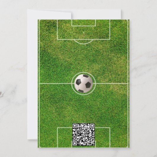 おもしろいキッズサッカー、写真QRコード誕生日パーティー 招待状 (裏面)