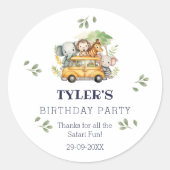 おもしろいキッズサファリジャングル誕生日ありがとう ラウンドシール (正面)