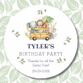 おもしろいキッズサファリジャングル誕生日ありがとう ラウンドシール