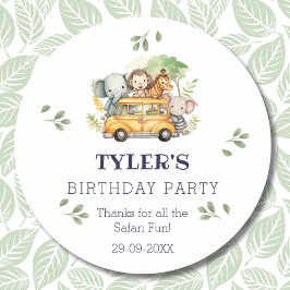 おもしろいキッズサファリジャングル誕生日ありがとう ラウンドシール