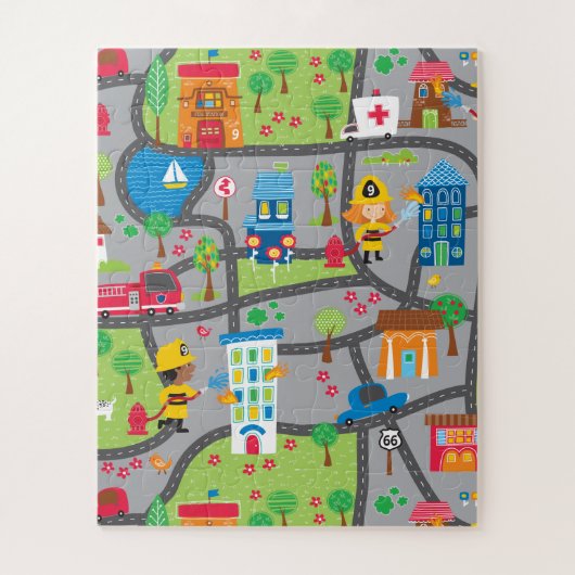 おもしろいキッズシティタウンマップ ジグソーパズル (縦)