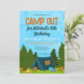 おもしろいキッズテントキャンプアウトバースデーパーティー 招待状 (スタンド正面)