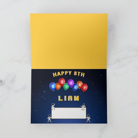 おもしろいキッズネームプラネット太陽のシステム第8誕生日 カード (内部)