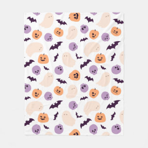 おもしろいキッズハロウィンパターン フリースブランケット