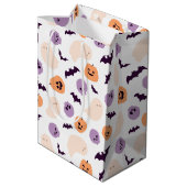 おもしろいキッズハロウィンパターン ミディアムペーパーバッグ (裏面アングル)
