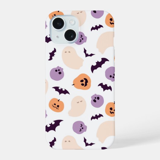 おもしろいキッズハロウィンパターン iPhone 15ケース (裏面)