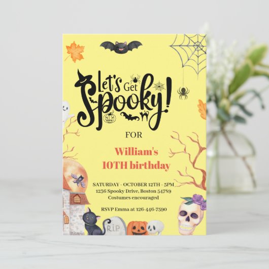 おもしろいキッズハロウィン不気味誕生日の招待を取得しよう 招待状 (スタンド正面)