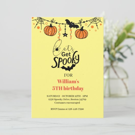 おもしろいキッズハロウィン不気味誕生日の招待を取得しよう 招待状 (スタンド正面)