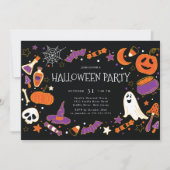 おもしろいキッズハローウィンパーティ 招待状 (正面)