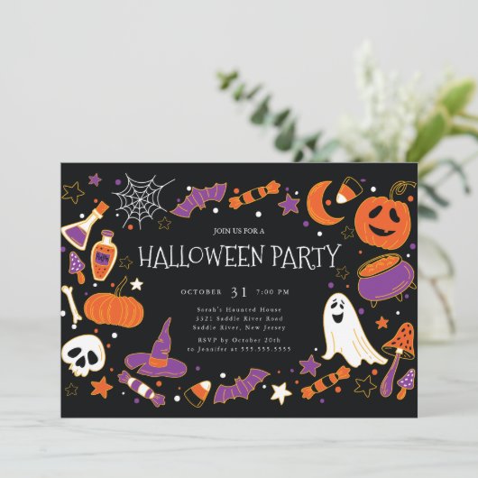 おもしろいキッズハローウィンパーティ 招待状 (スタンド正面)