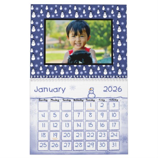 おもしろいキッズファミリーカスタムフォトウォールカレンダー カレンダー (1月 2026)