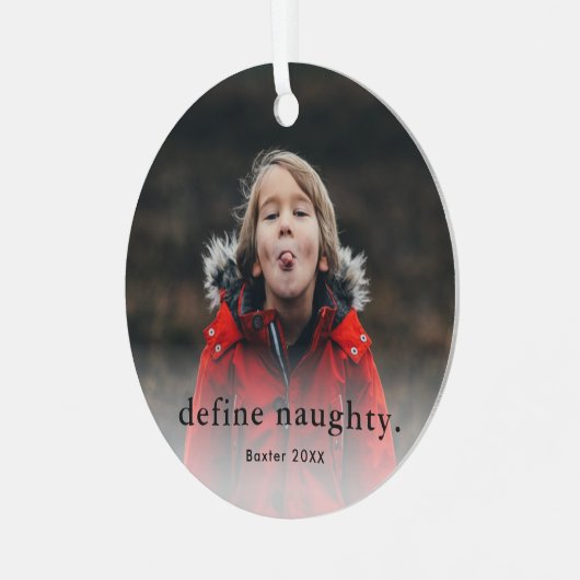おもしろいキッズファミリー2写真クリスマス メタルオーナメント (正面左)