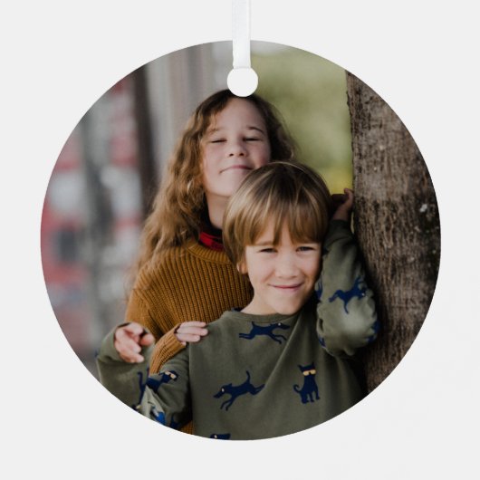 おもしろいキッズファミリー2写真クリスマス メタルオーナメント (裏面)