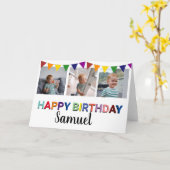 おもしろいキッズフォトコラージュ |カラーハッピーバースデーカード カード (黄色い花)