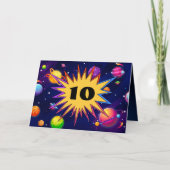 おもしろいキッズプラネット宇宙追加名10誕生日 カード (正面)