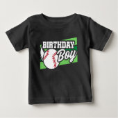 おもしろいキッズベースボールパーティーホーム走誕生日ボーイ ベビーTシャツ (正面)