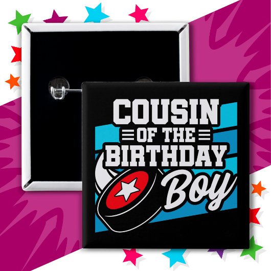 おもしろいキッズホッケーパーティー誕生日少年のいとこは 缶バッジ