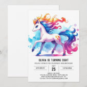 おもしろいキッズホース誕生日 招待状 (正面/裏面)