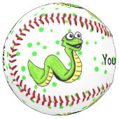 おもしろいキッズマンガーブライトグリーンスネーク水玉模様 ソフトボール (正面左)