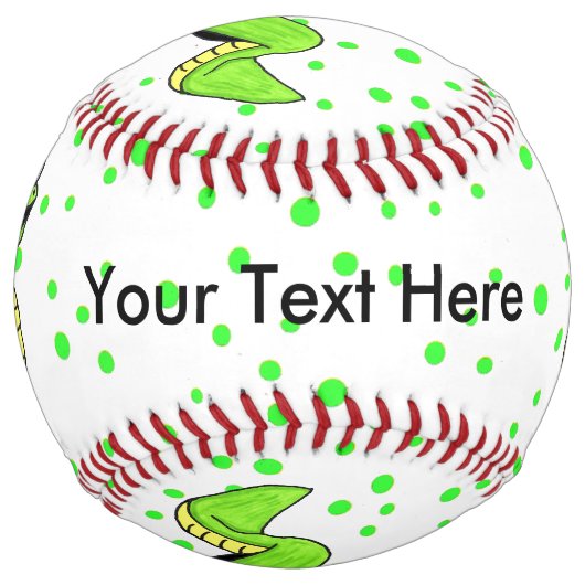 おもしろいキッズマンガーブライトグリーンスネーク水玉模様 ソフトボール (裏面)