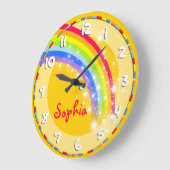 おもしろいキッズ虹の名前イエローウォールクロック ラージ壁時計 (傾斜)