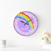 おもしろいキッズ虹の名前パープルウォールクロック ラージ壁時計 (ホーム)