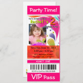 おもしろいキッズVIPパスイベントチケットフォトパーティー暗い赤紫色 招待状 (正面/裏面)