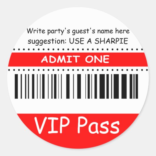 おもしろいキッズVIPパス1つの誕生日パーティーを許可（赤） ラウンドシール (正面)