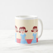 おもしろいキッチイフィフティズギャルカワイイレトロイラストレーション コーヒーマグカップ (正面右)