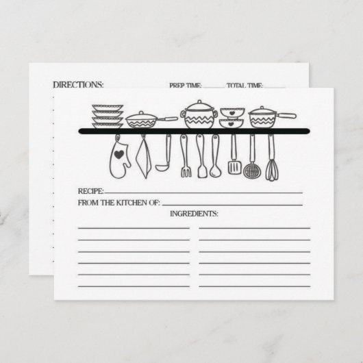 おもしろいキッチンガジェットブライダルシャワーレシピカード ポストカード (正面/裏面)