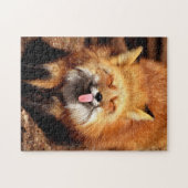 おもしろいキツネが舌を出している ジグソーパズル (横)