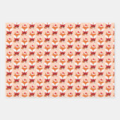 おもしろいキツネサンタハットオレンジクリスマスホリデー ラッピングペーパーシート (正面2)