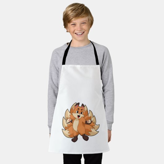 おもしろいキツネ エプロン (着用した状態)