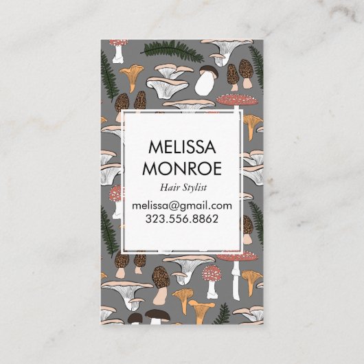 おもしろいキノコのシダのパターン図解入りの、写真付きの 名刺 (裏面)