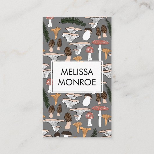 おもしろいキノコのシダのパターン図解入りの、写真付きの 名刺 (正面)