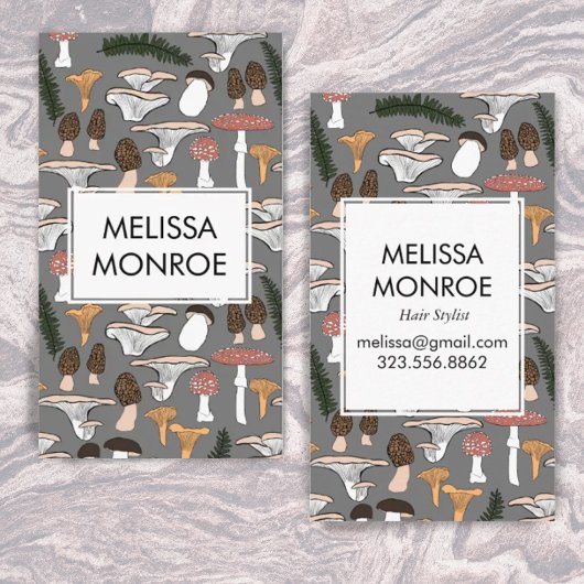 おもしろいキノコのシダのパターン図解入りの、写真付きの 名刺
